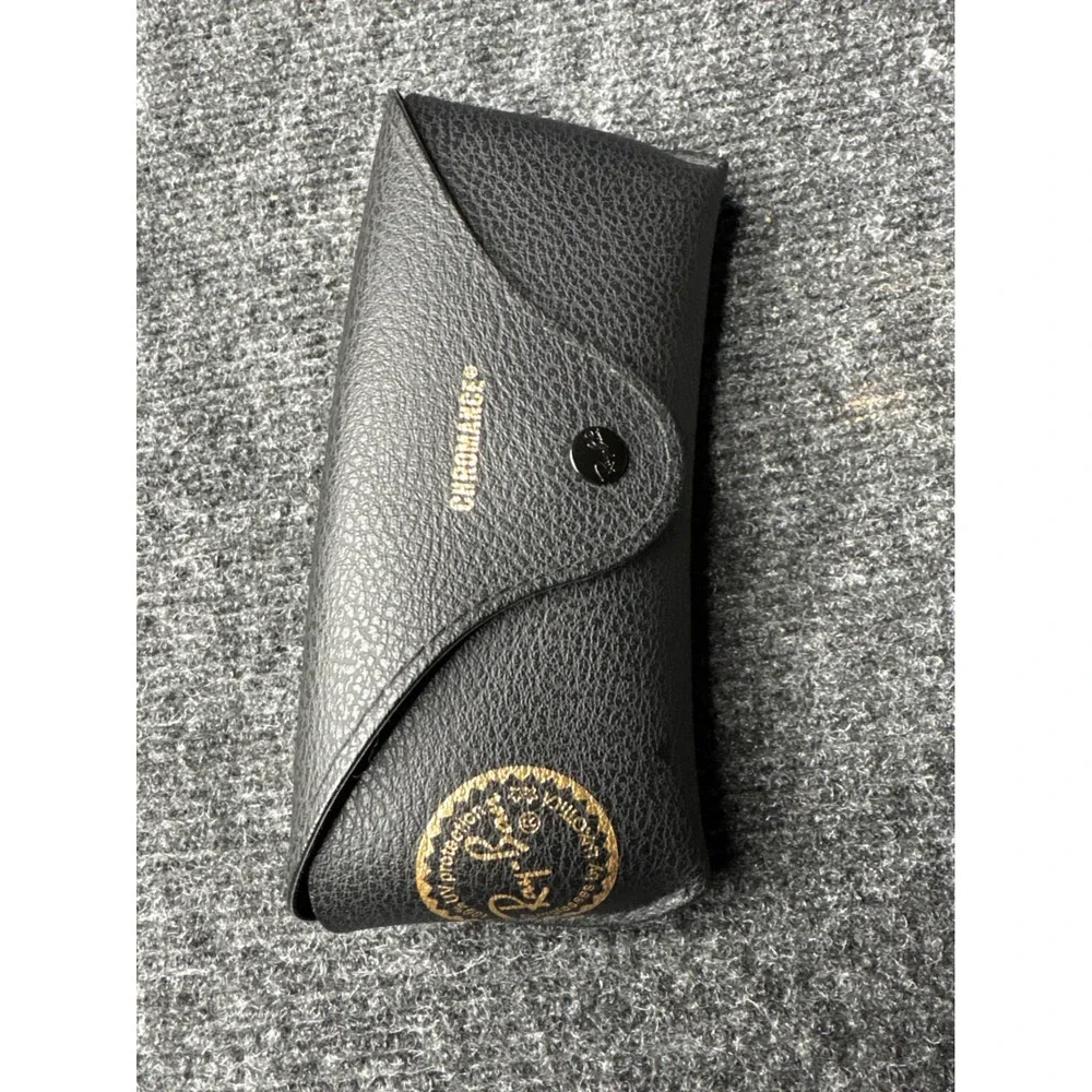 Ray-Ban Chromance Black Pebbled Leather Sunglasses Case with Cleaning Cloth